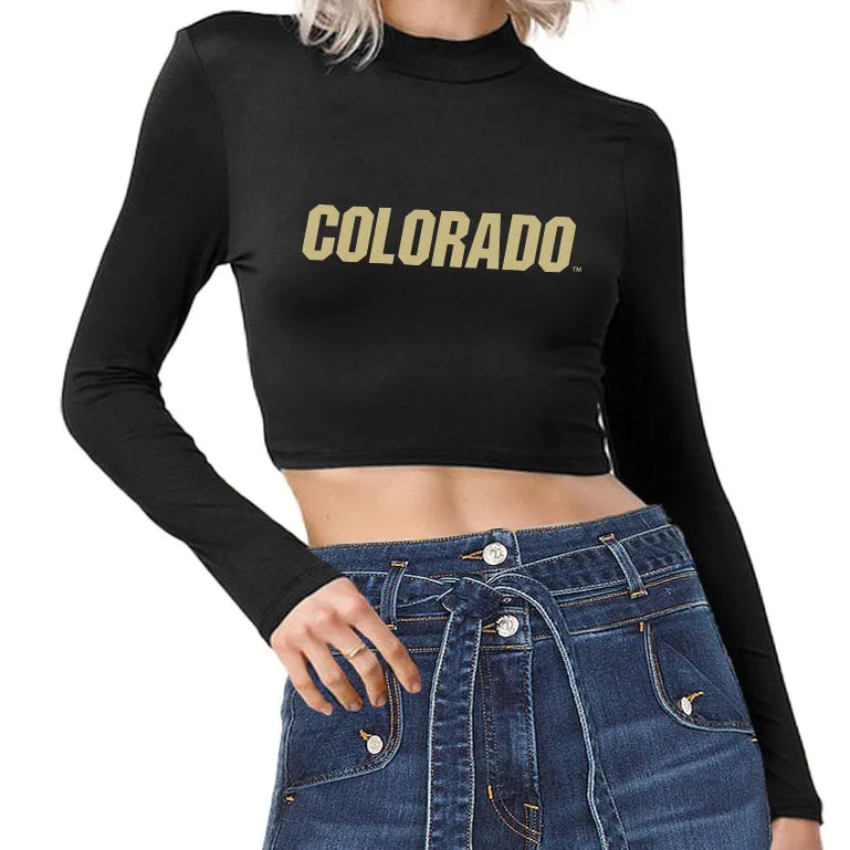 Colorado Boulder Black Mock Neck Top