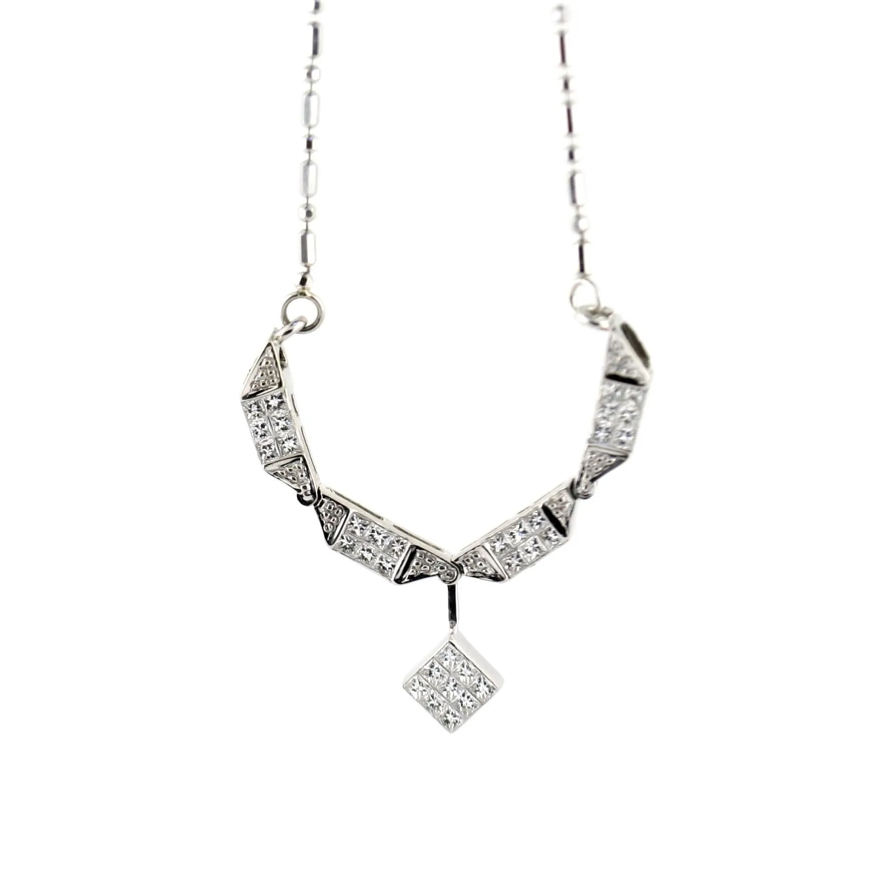 Convertible Pendant Necklace  Magnetic 14k White Gold