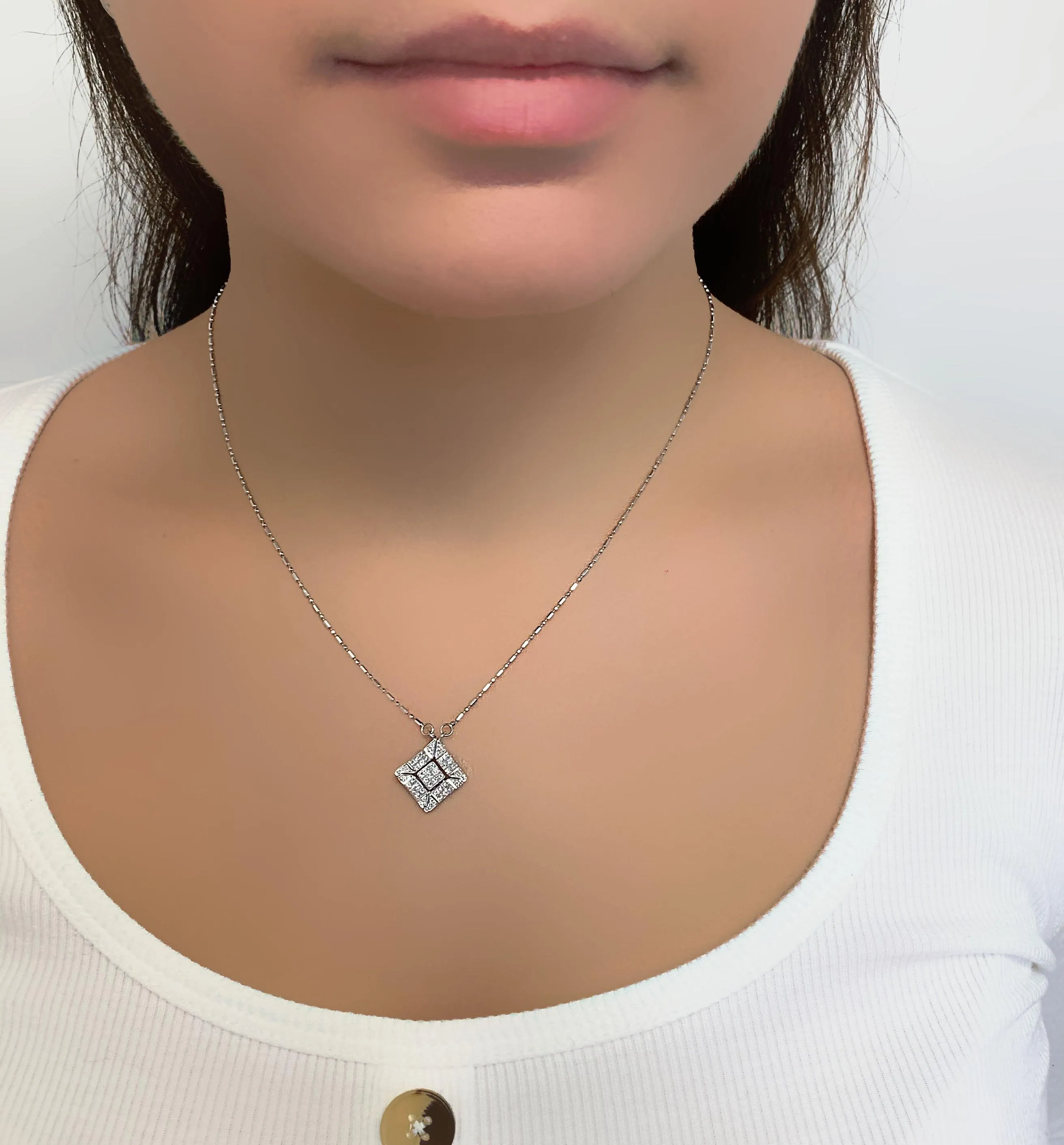Convertible Pendant Necklace  Magnetic 14k White Gold