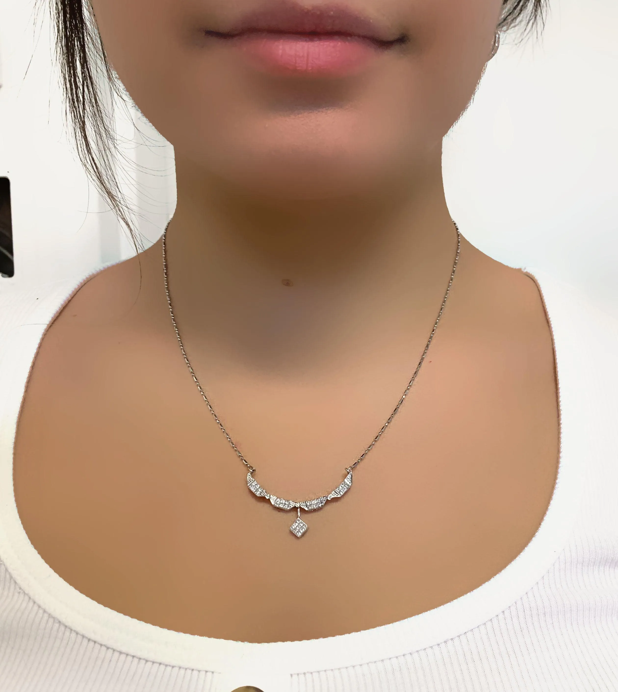 Convertible Pendant Necklace  Magnetic 14k White Gold