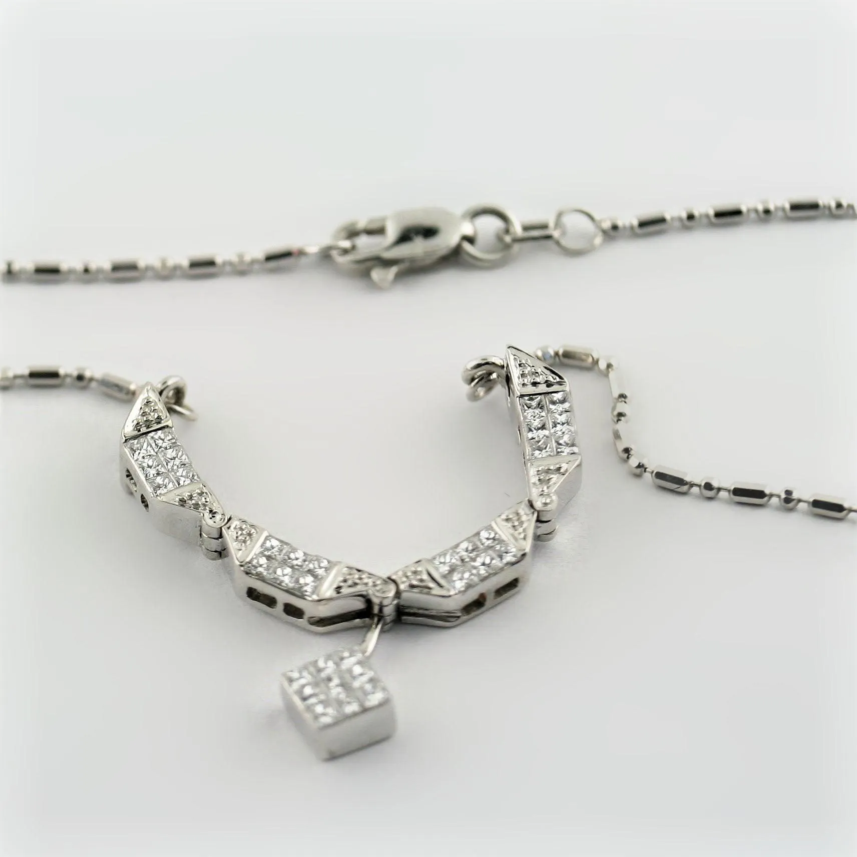 Convertible Pendant Necklace  Magnetic 14k White Gold