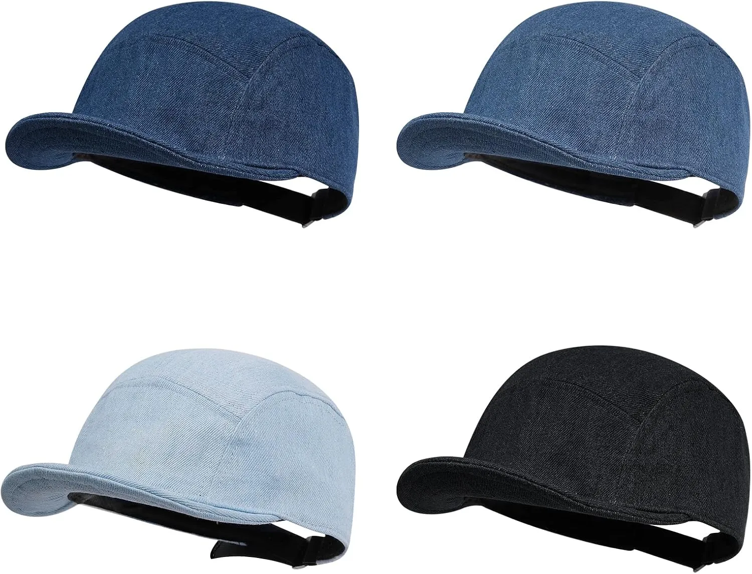 Croogo 5 Panel Baseball Cap Short Brim Caps Denim Cotton Trucker Hats Classic Cityboy Biker Board Cap Soft Flat Bill Dad Hats