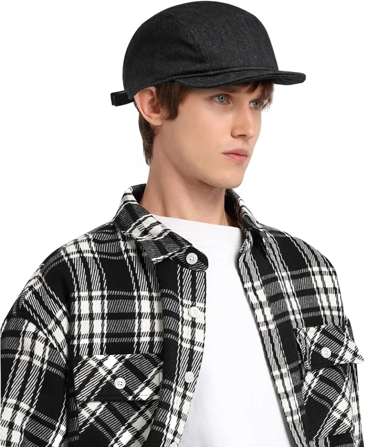 Croogo 5 Panel Baseball Cap Short Brim Caps Denim Cotton Trucker Hats Classic Cityboy Biker Board Cap Soft Flat Bill Dad Hats