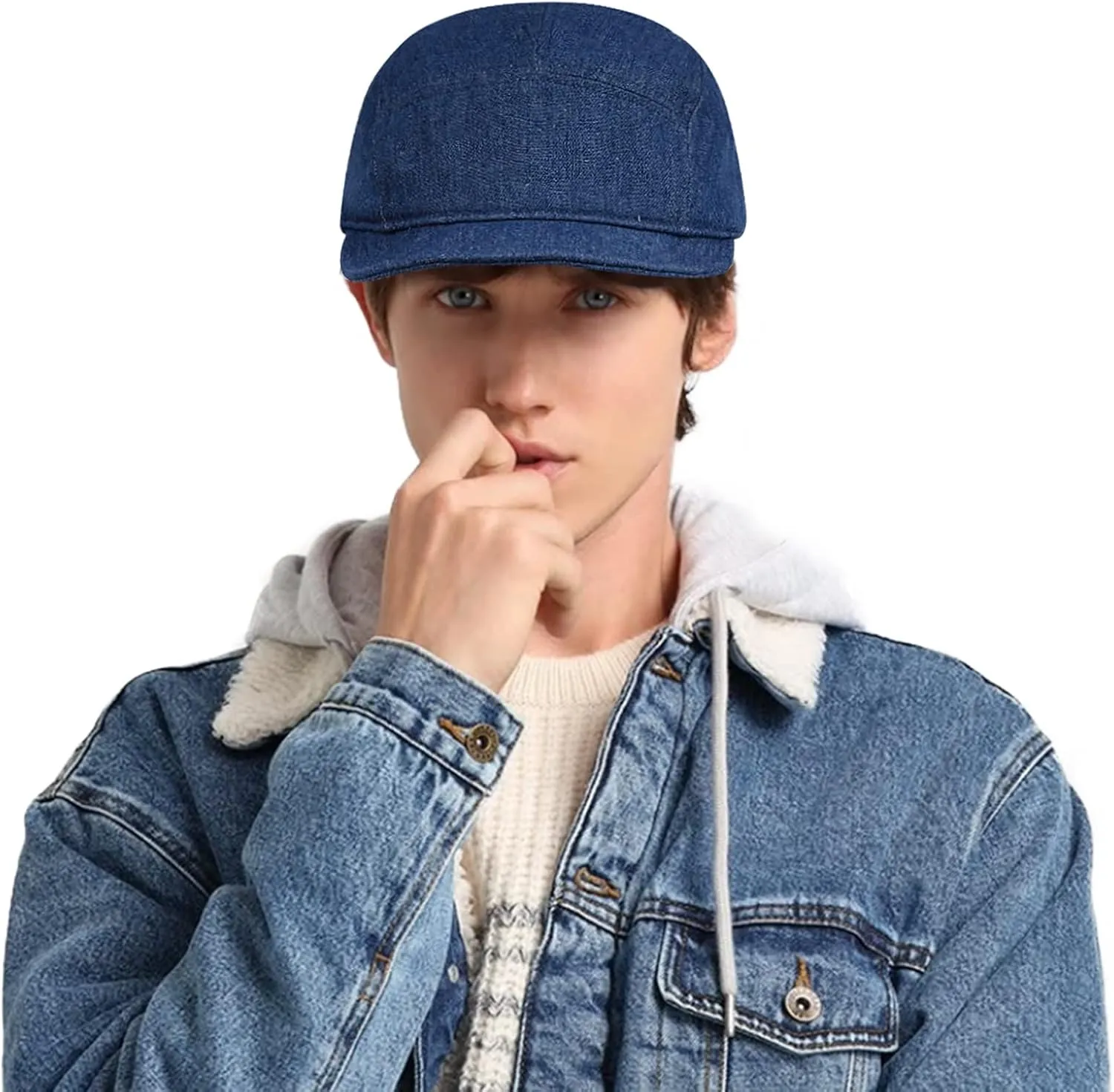 Croogo 5 Panel Baseball Cap Short Brim Caps Denim Cotton Trucker Hats Classic Cityboy Biker Board Cap Soft Flat Bill Dad Hats