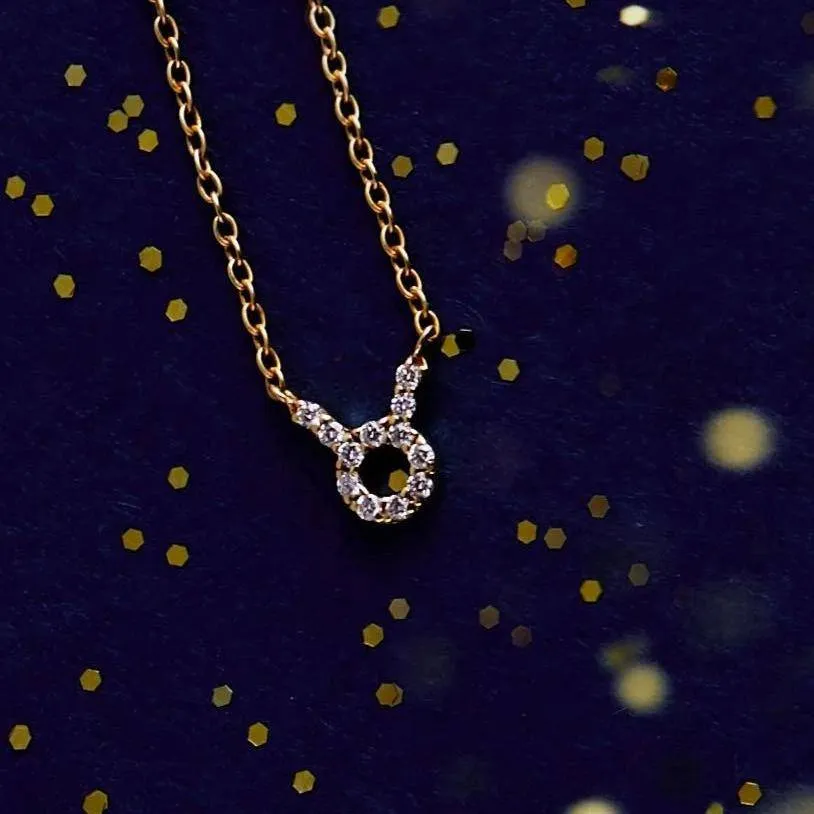 Diamond Zodiac Necklace Gold Taurus