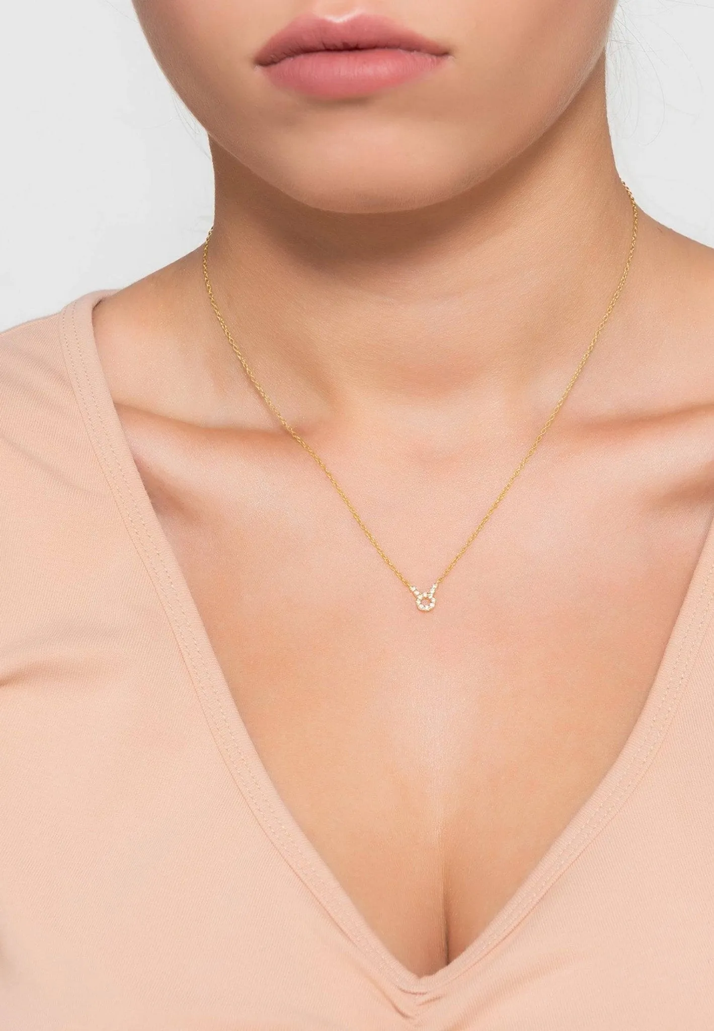Diamond Zodiac Necklace Gold Taurus
