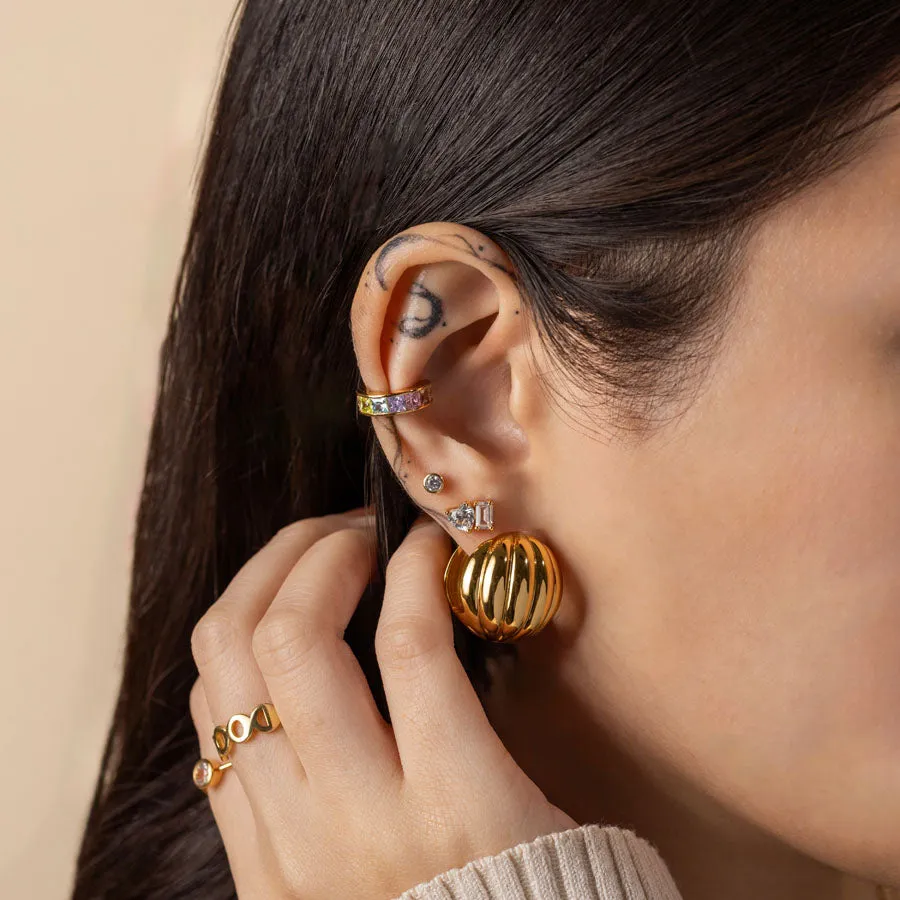 Dome Ripple Gold 20mm Earrings