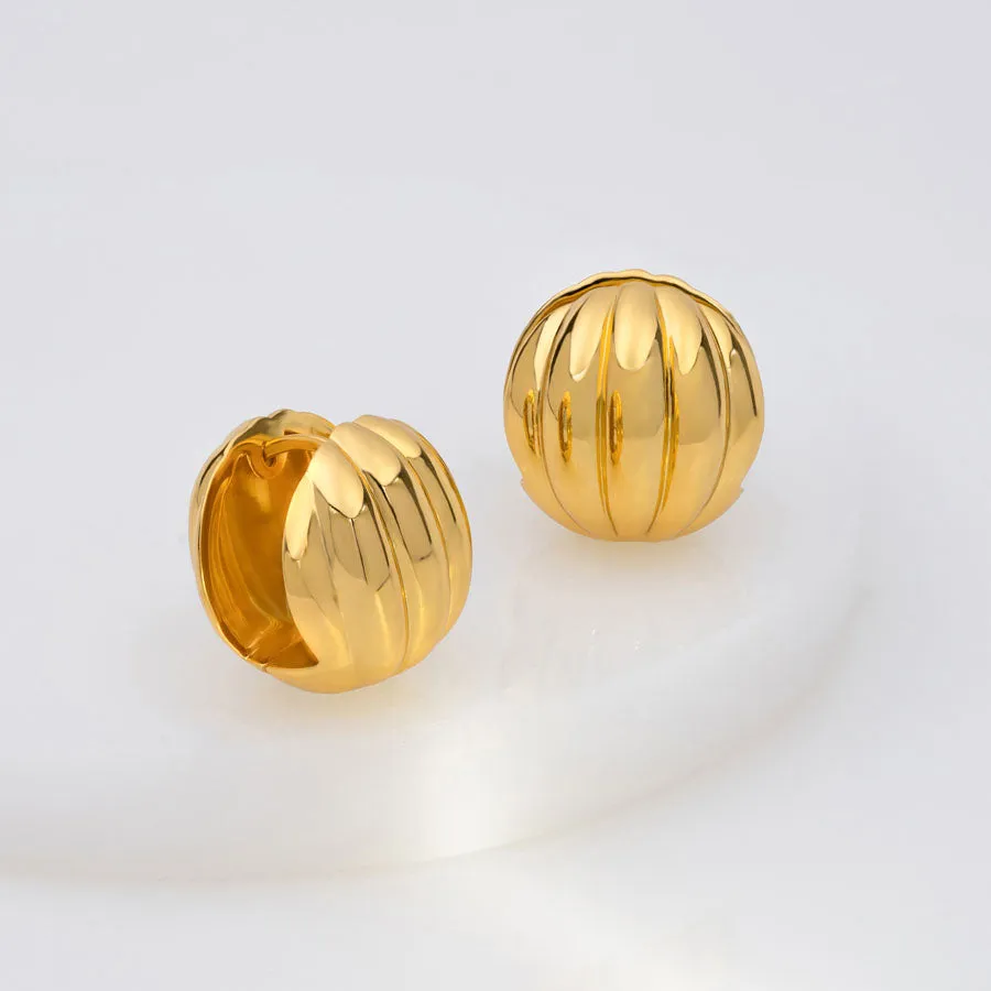 Dome Ripple Gold 20mm Earrings
