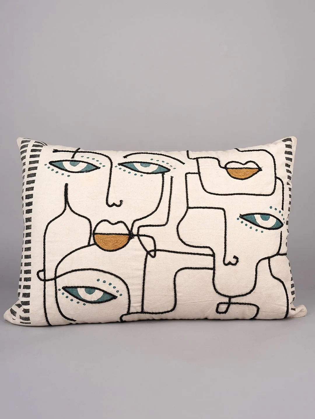 DOODLE DREAM SERENITY - EMBROIDERED LUMBAR CUSHION COVER