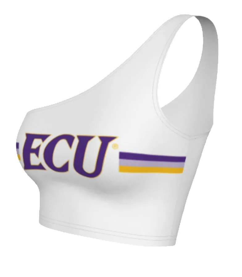 ECU Pirates White One Shoulder Top