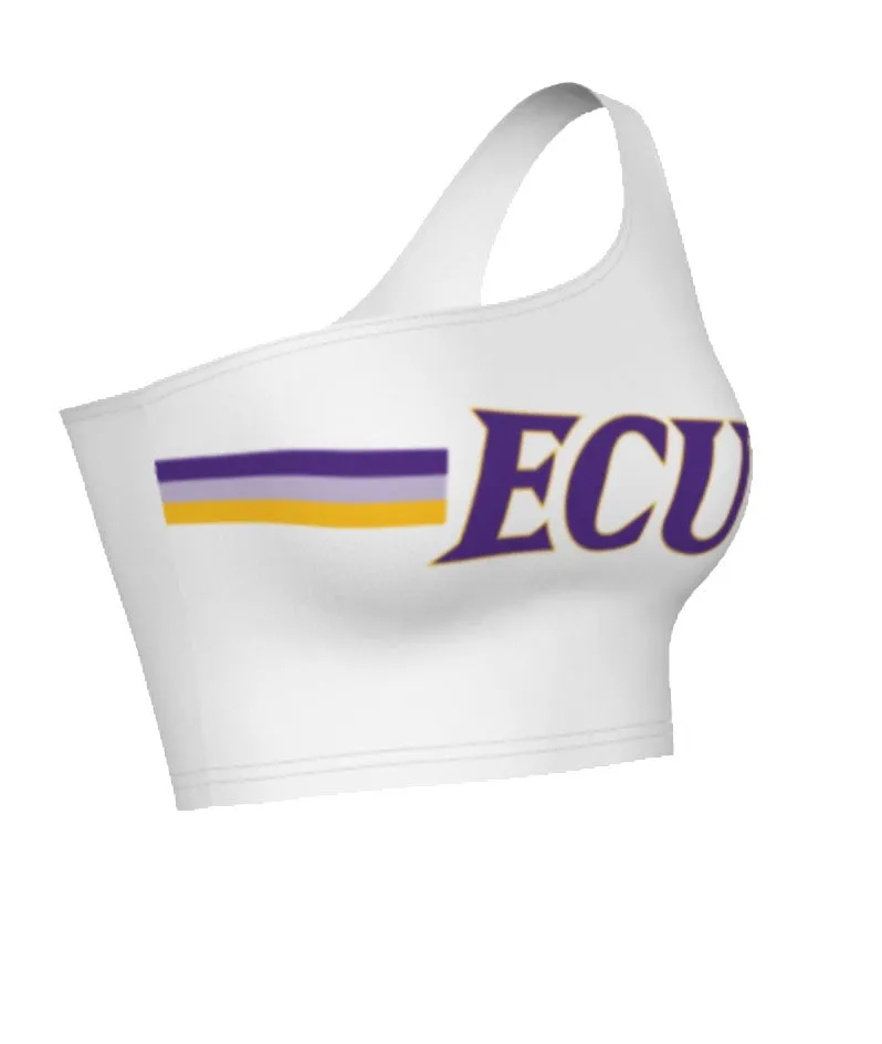 ECU Pirates White One Shoulder Top