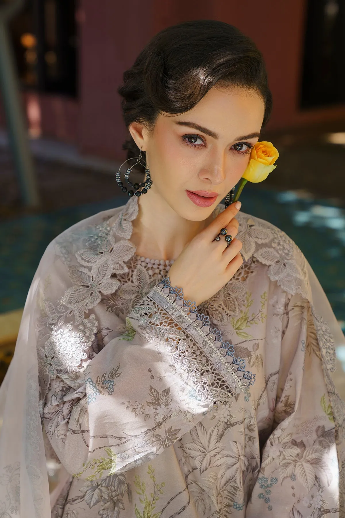 EMBROIDERED PRINTED LAWN UF-578