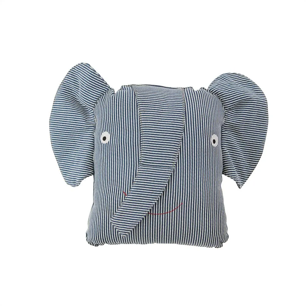 Erik Elephant Denim Cushion - Blue