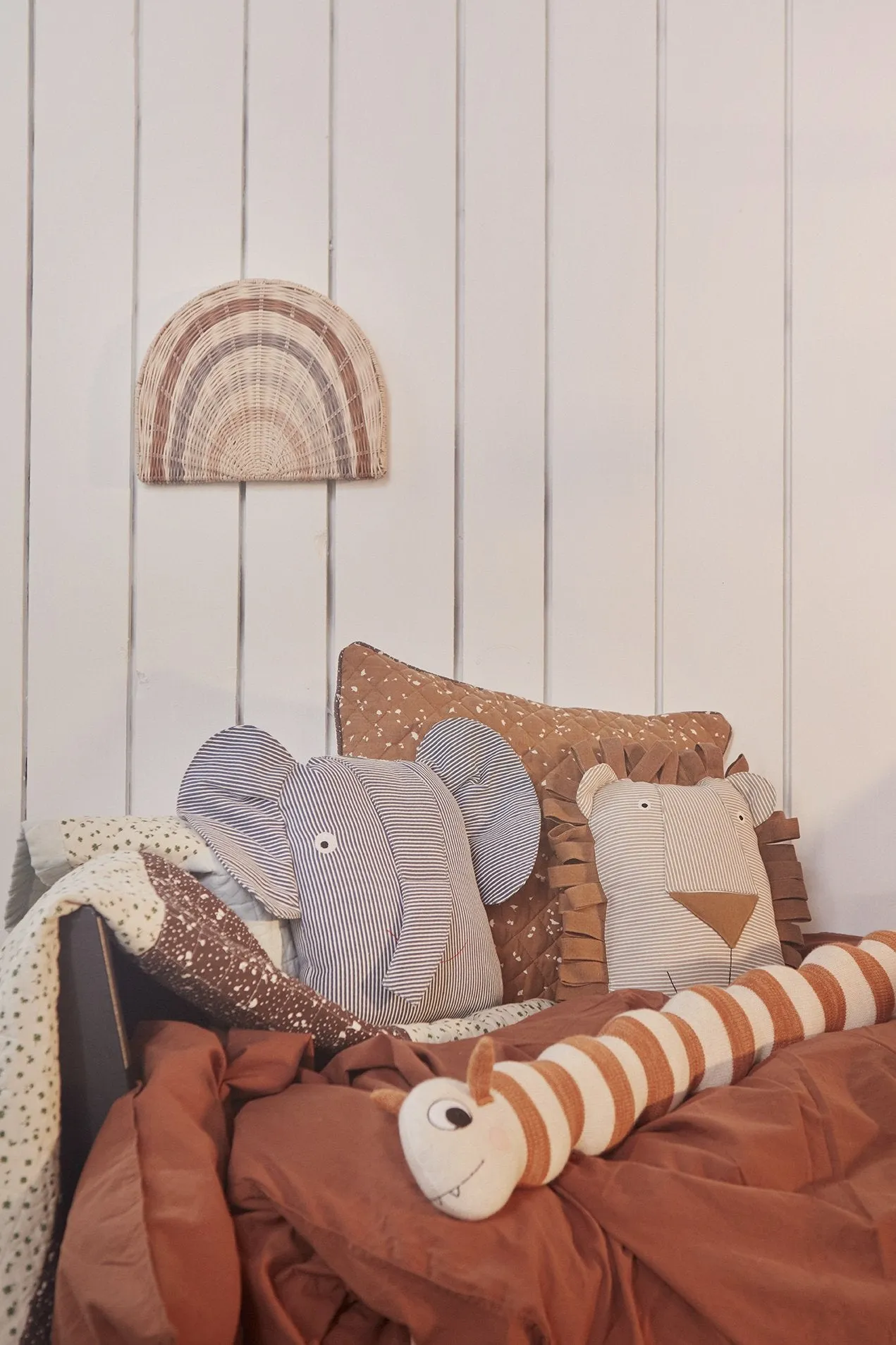 Erik Elephant Denim Cushion - Blue