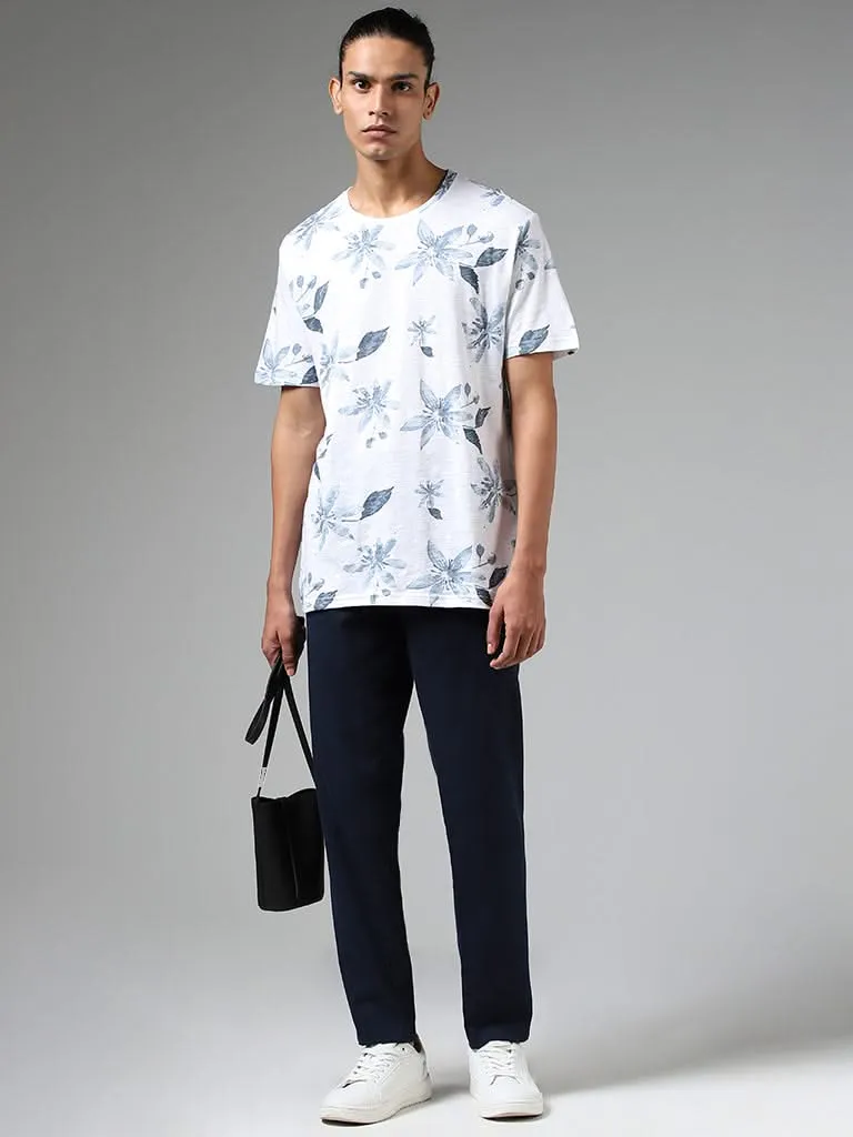 ETA Off White Floral Printed Slim-Fit T-Shirt
