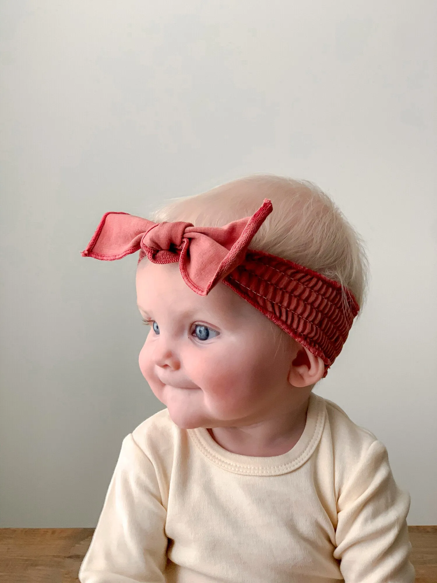 Faux Denim Smocked Headband in Sienna