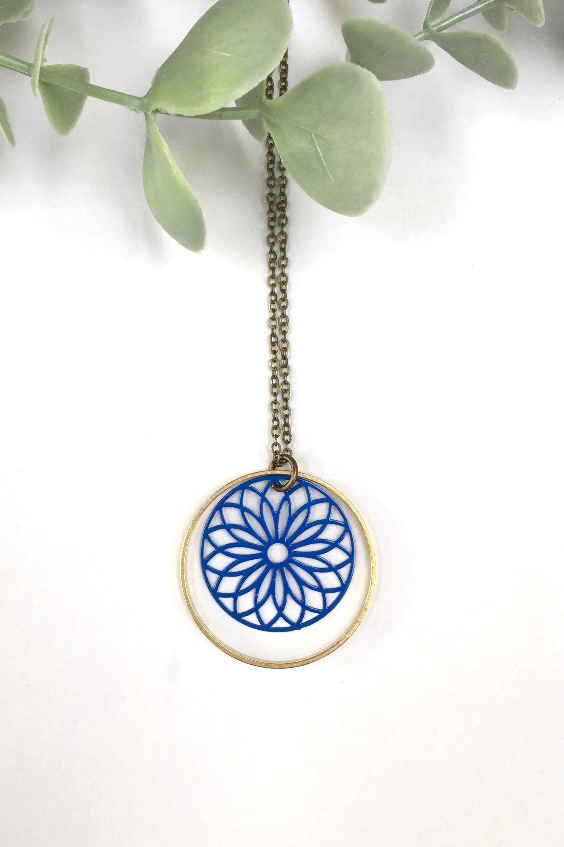 Filagree Brass Circle Necklace