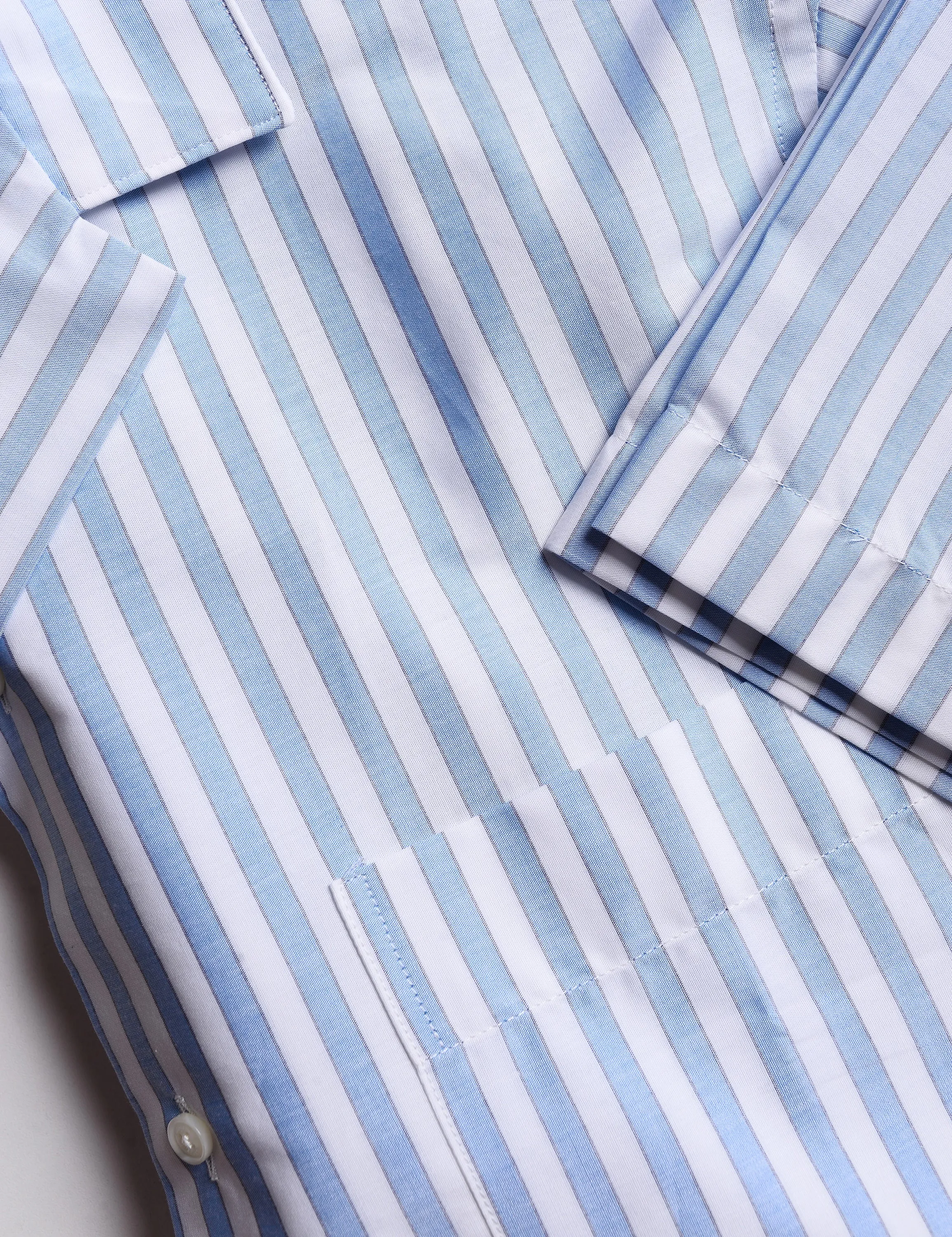 FINAL SALE: BKT18 Camp Shirt in Bar Stripe - Air Blue