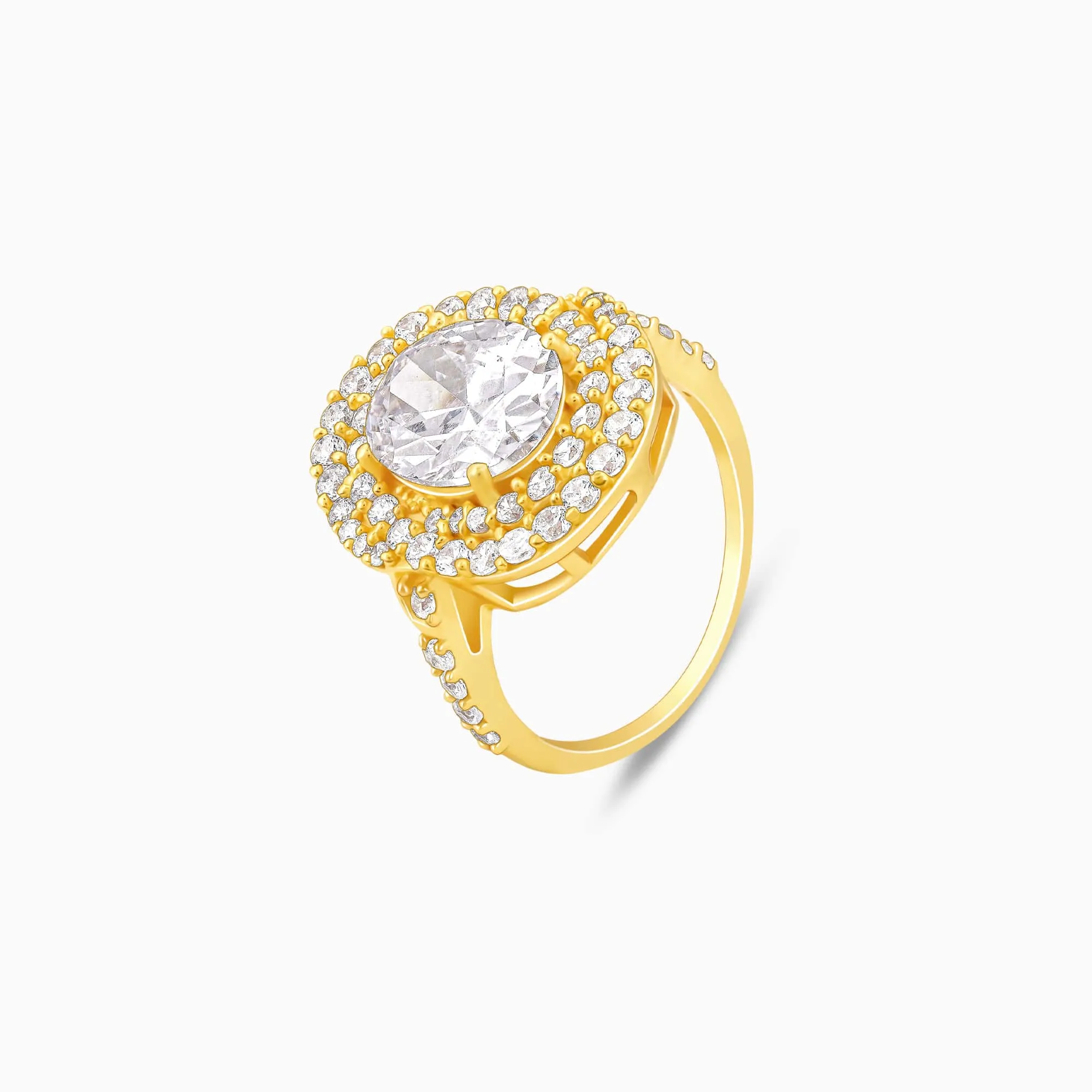 Golden Oval Solitaire Ring
