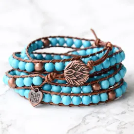 Good Vibes Bohemian Turquoise Magnesite 5X Wrap Bracelet
