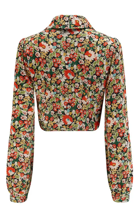 Grace Wrap Blouse In Berry Print