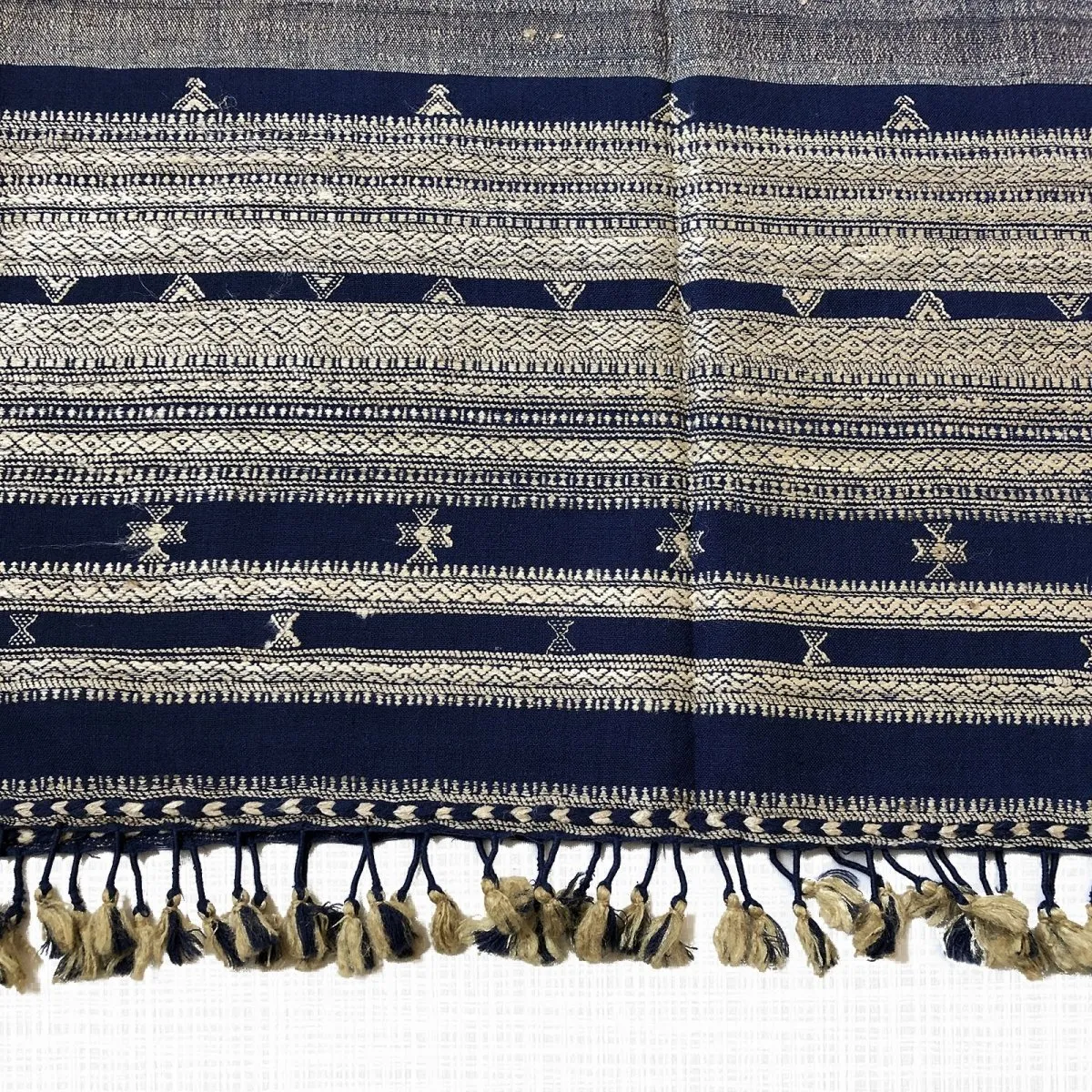Gray & Blue Handwoven Wool & Silk Stole