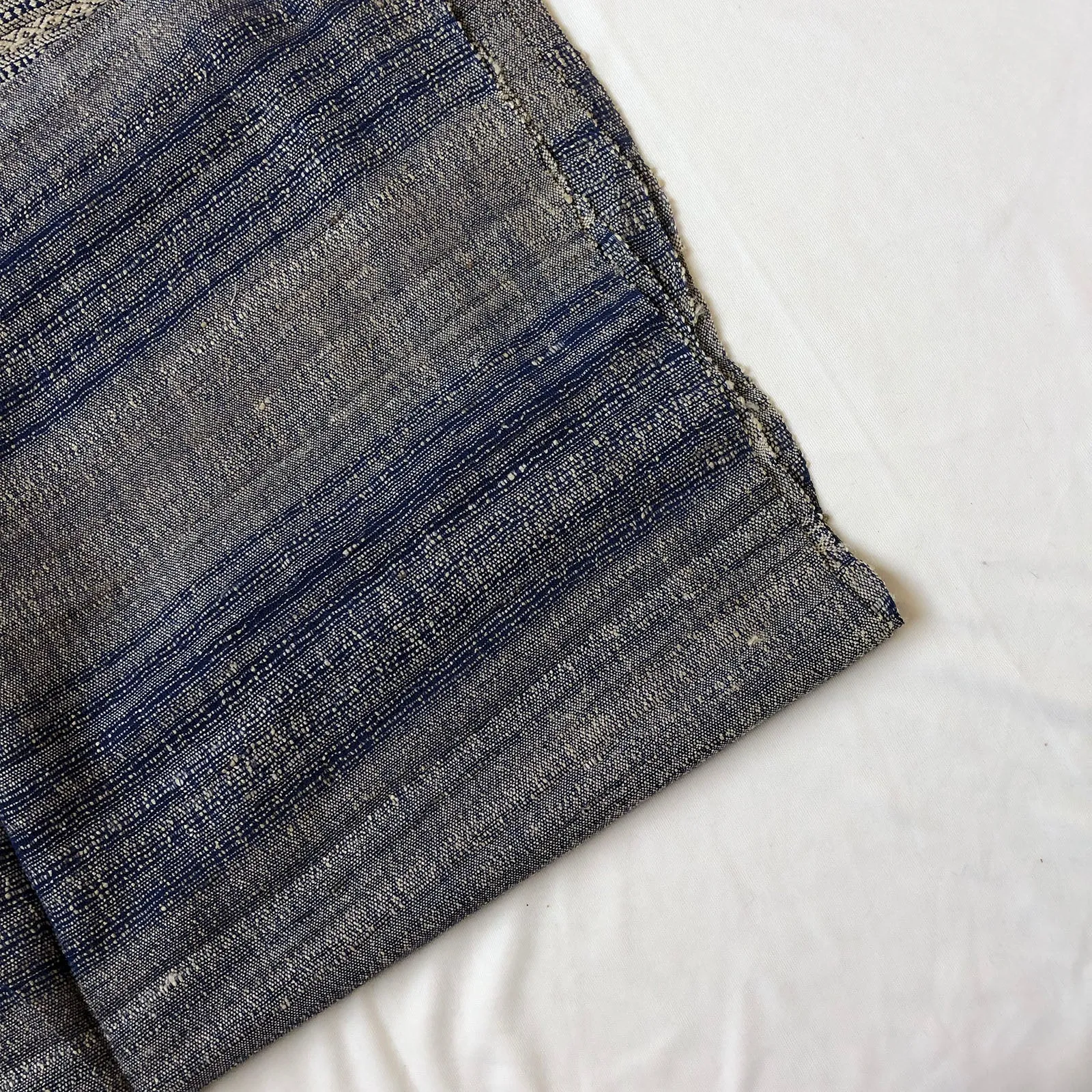 Gray & Blue Handwoven Wool & Silk Stole