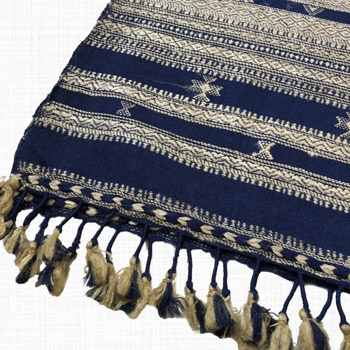 Gray & Blue Handwoven Wool & Silk Stole