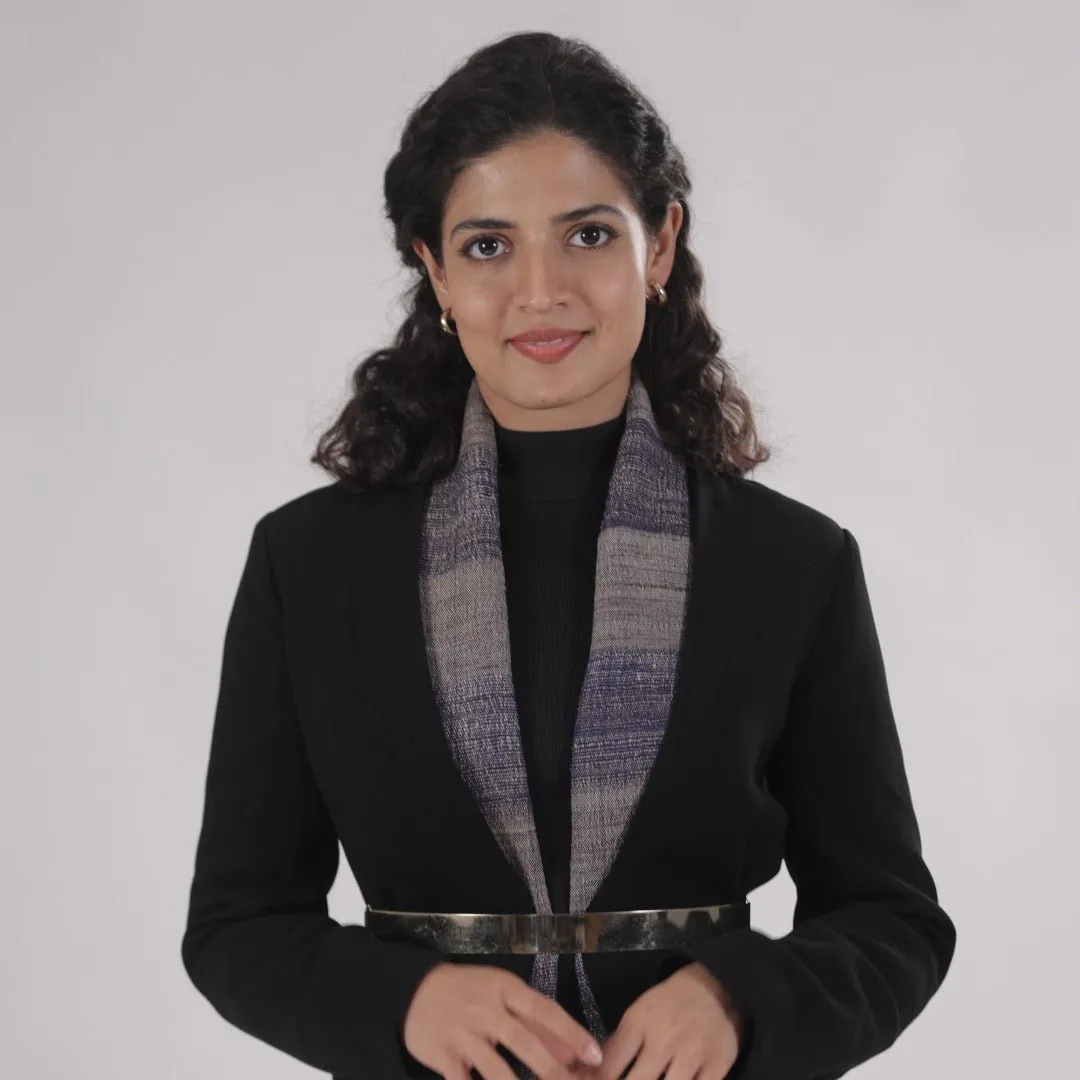Gray & Blue Handwoven Wool & Silk Stole