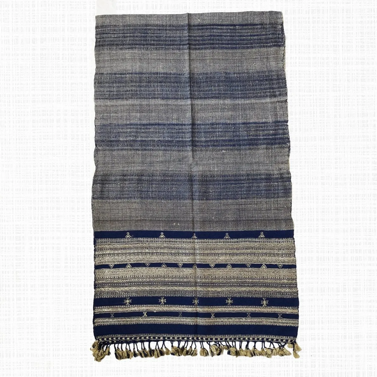 Gray & Blue Handwoven Wool & Silk Stole