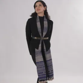 Gray & Blue Handwoven Wool & Silk Stole