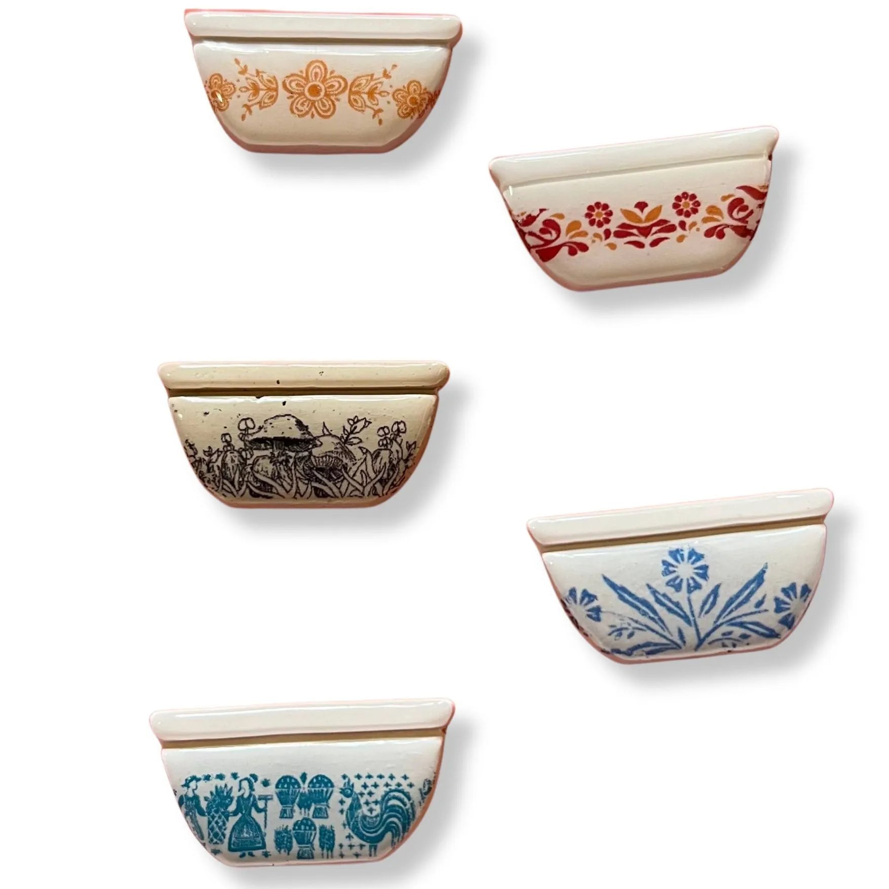 Handmade Pyrex Dish Tiny Magnets in  Styles | Historic Prints on Polymer Clay