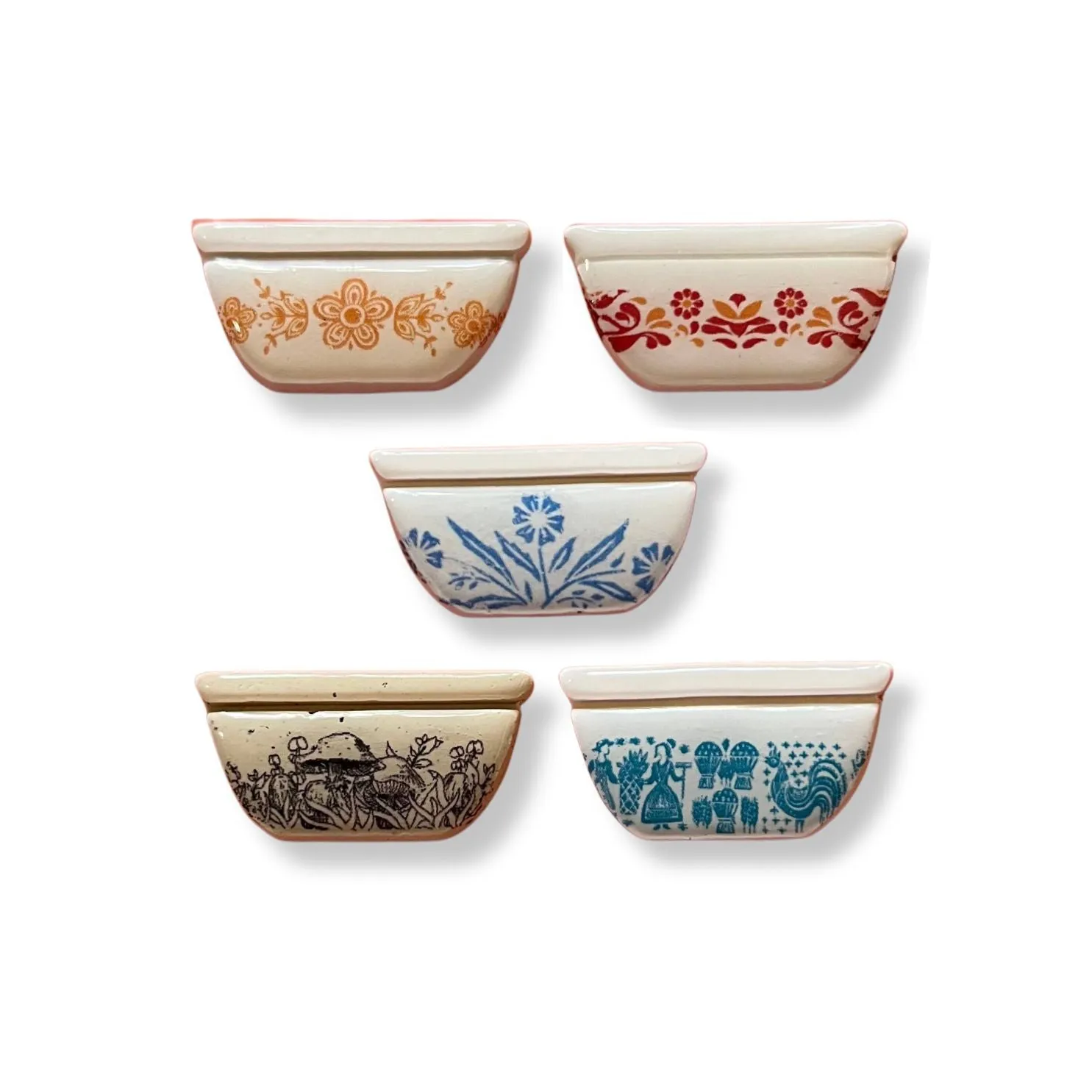 Handmade Pyrex Dish Tiny Magnets in  Styles | Historic Prints on Polymer Clay