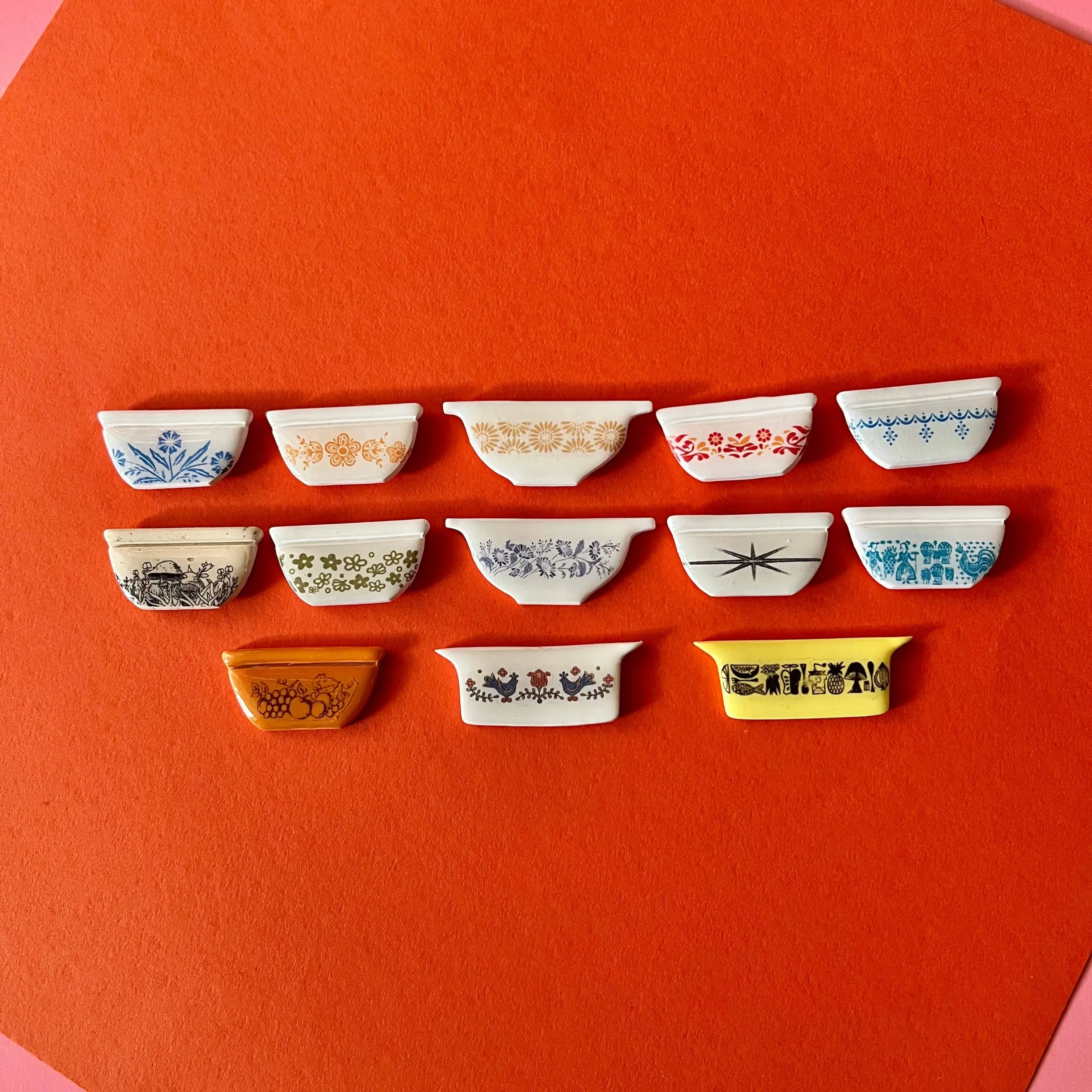 Handmade Pyrex Dish Tiny Magnets in  Styles | Historic Prints on Polymer Clay
