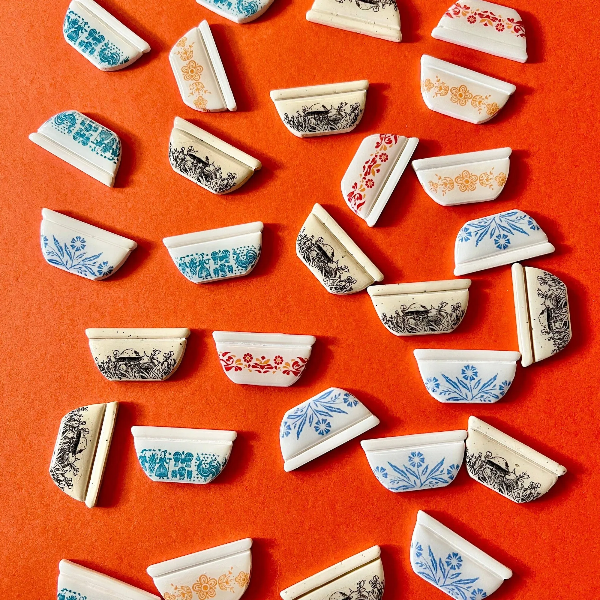 Handmade Pyrex Dish Tiny Magnets in  Styles | Historic Prints on Polymer Clay