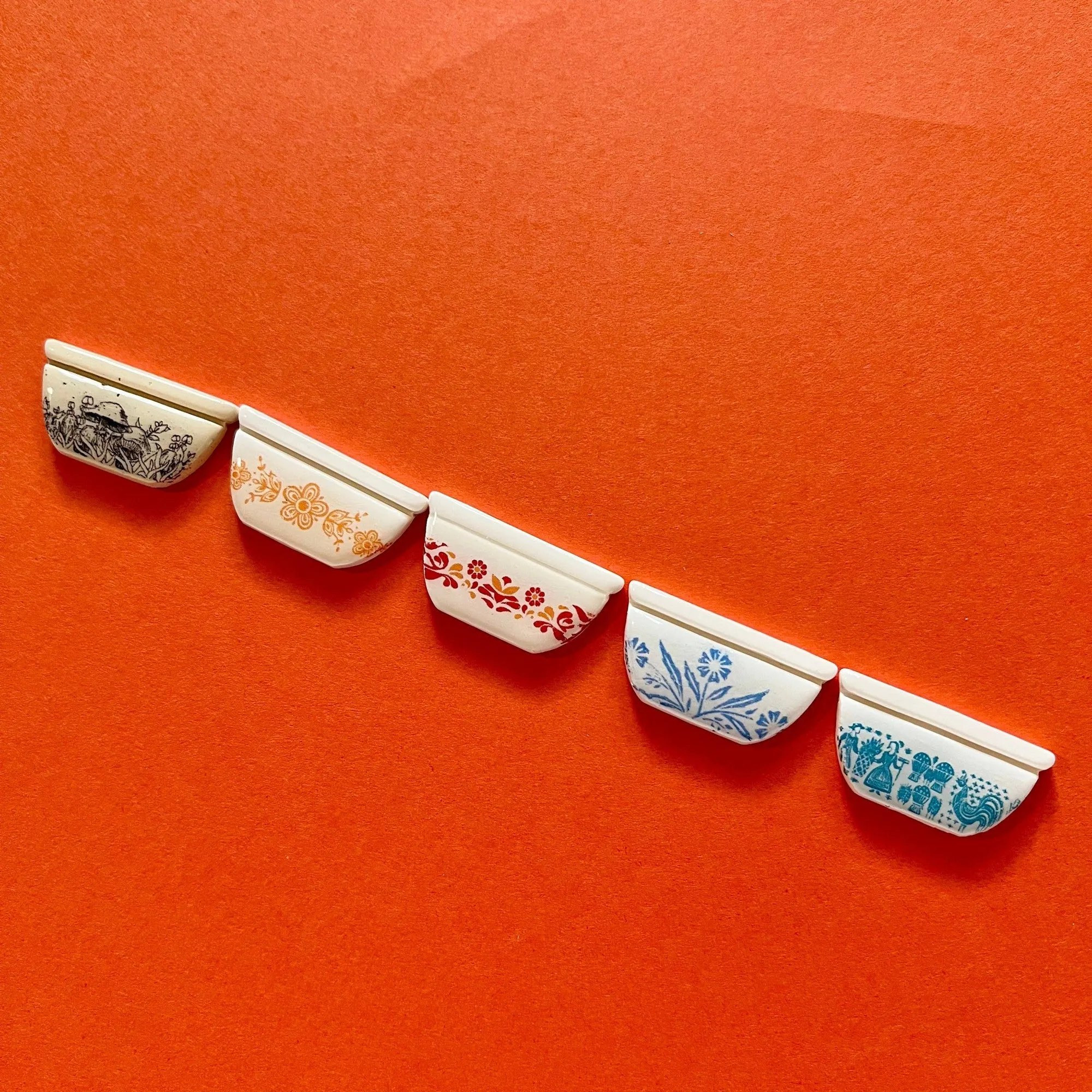 Handmade Pyrex Dish Tiny Magnets in  Styles | Historic Prints on Polymer Clay