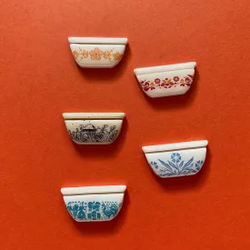 Handmade Pyrex Dish Tiny Magnets in  Styles | Historic Prints on Polymer Clay