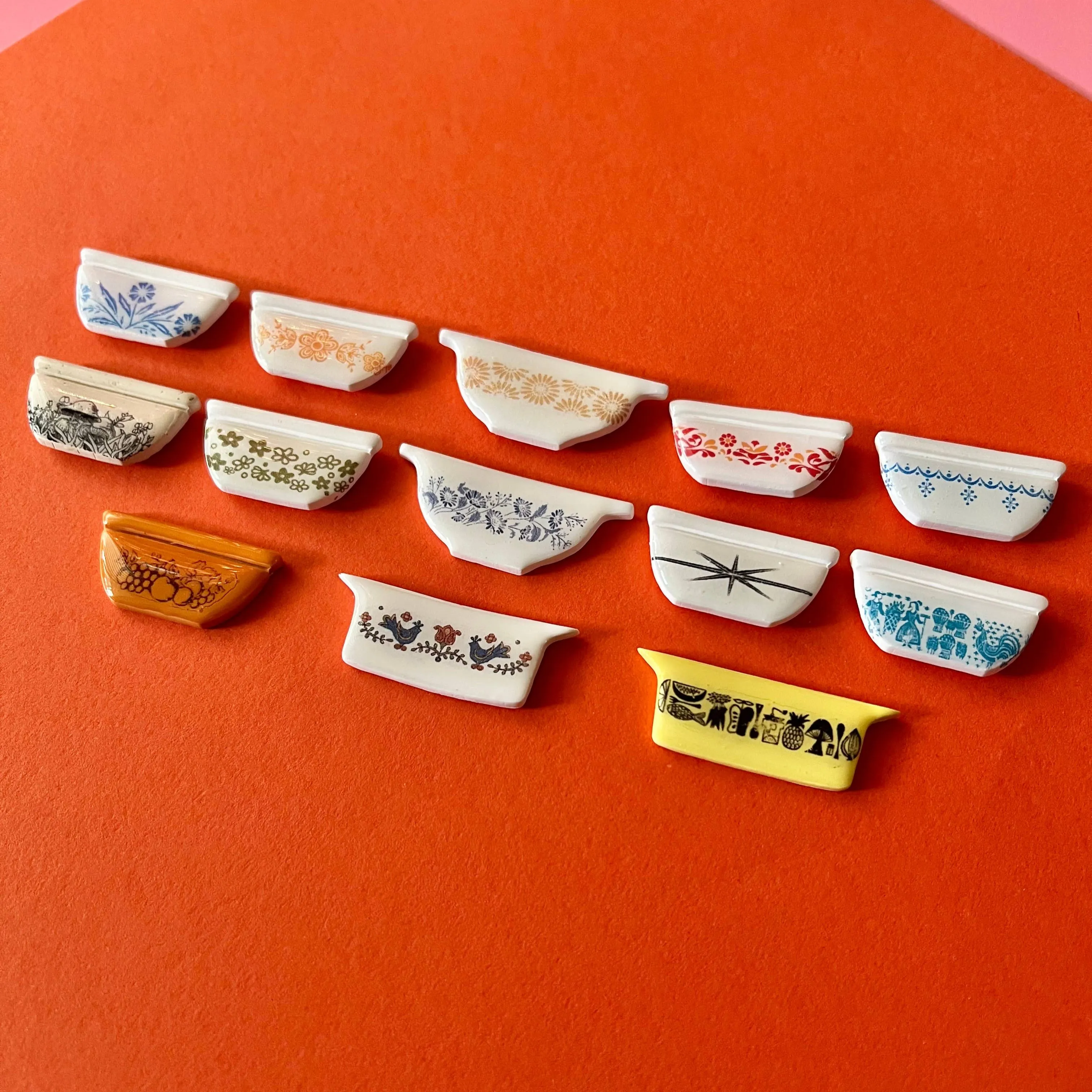 Handmade Pyrex Dish Tiny Magnets in  Styles | Historic Prints on Polymer Clay
