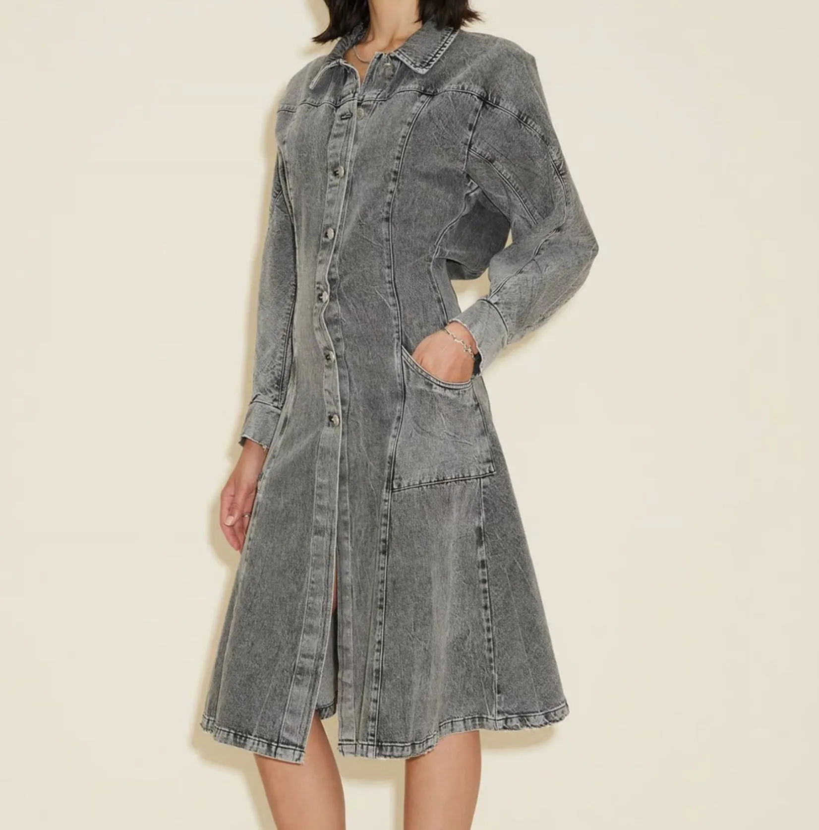 Holzweiler Sousha Dark Grey wash Denim Dress UK S