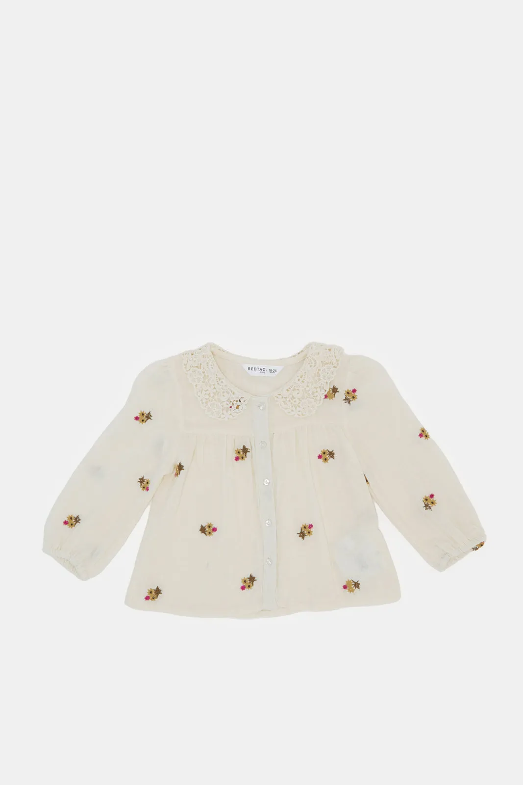 Infant Girls Ivory Embroidered Blouse