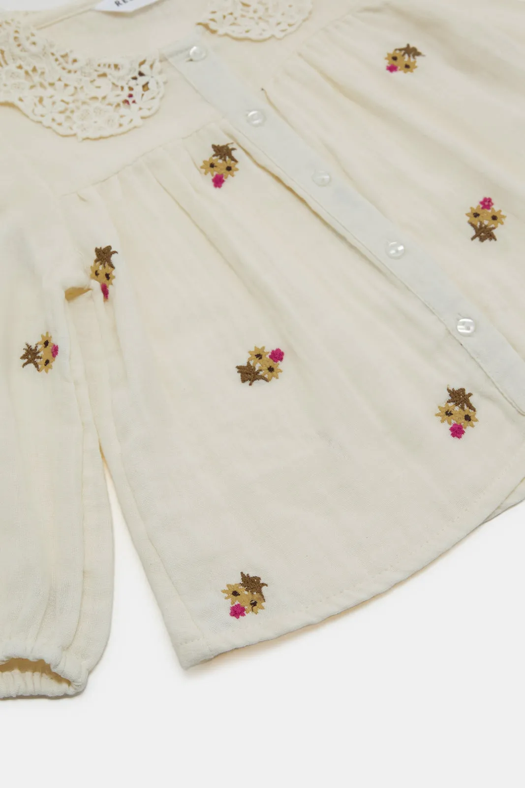Infant Girls Ivory Embroidered Blouse