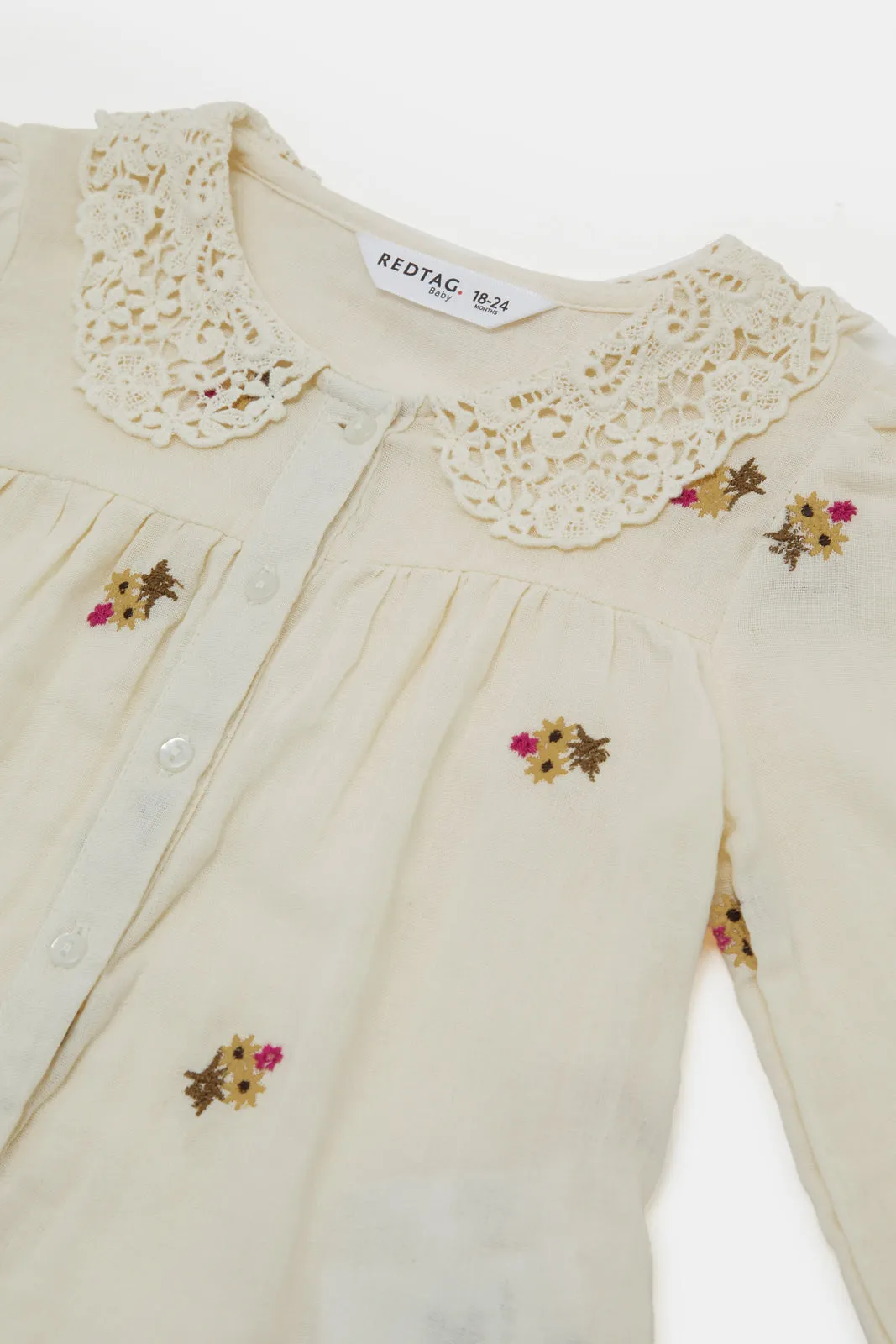 Infant Girls Ivory Embroidered Blouse