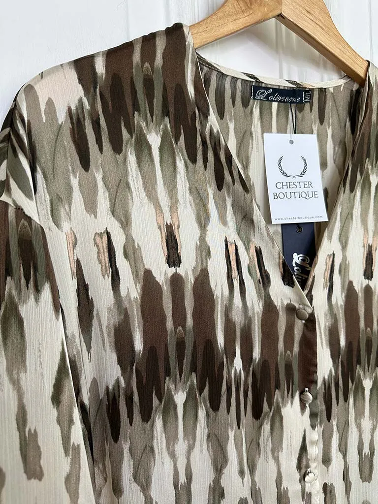 Ink Print Shirt Dress - Natural