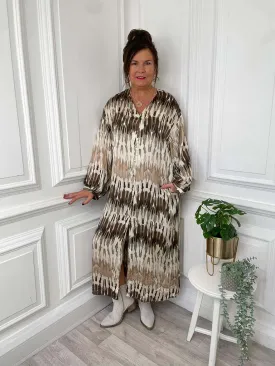 Ink Print Shirt Dress - Natural