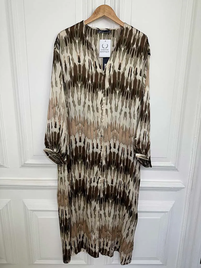 Ink Print Shirt Dress - Natural