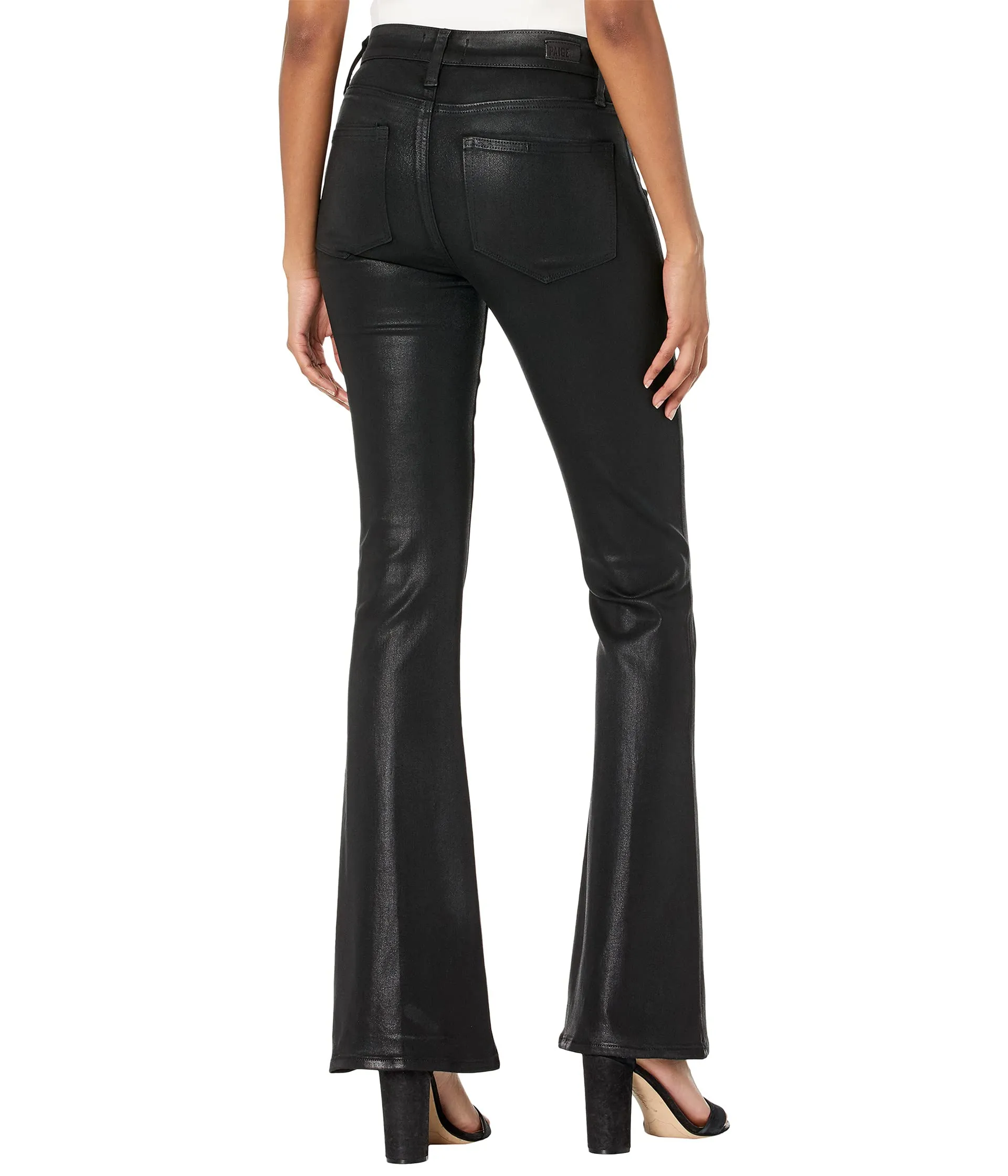 Jeans Paige, High-Rise Lou Lou w/ Exposed Buttonfly in Black Fog Luxe Coating
