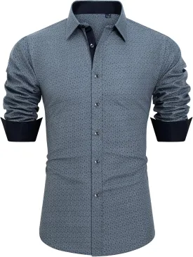 J.VER Men's Printed Dress Shirts Casual Long Sleeve Stylish Button Down Shirt