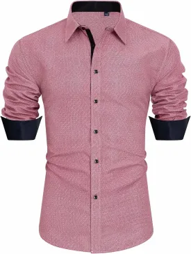 J.VER Men's Printed Dress Shirts Casual Long Sleeve Stylish Button Down Shirt