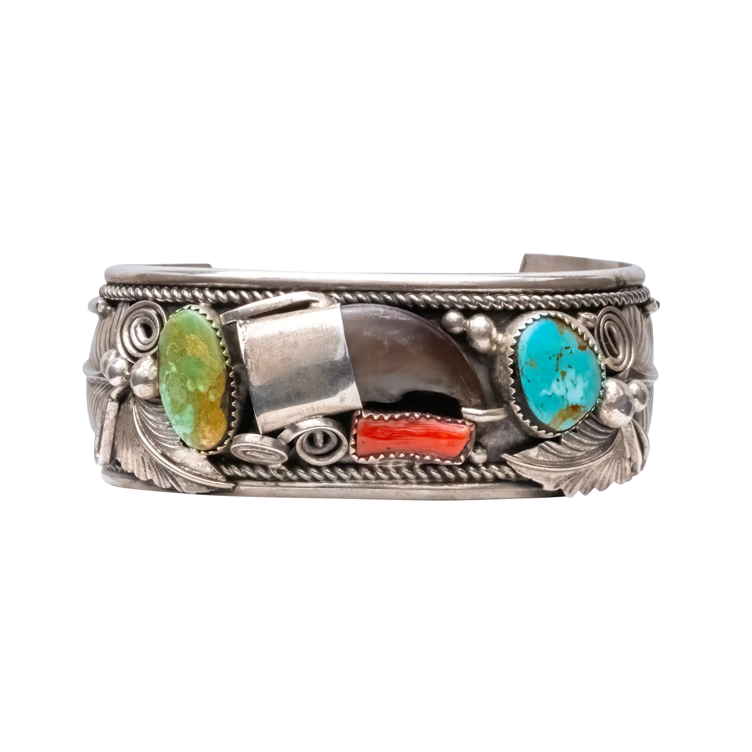 Kingman Turquoise & Mediterranean Coral Bear Claw Cuff | Mike Thomas Jr.