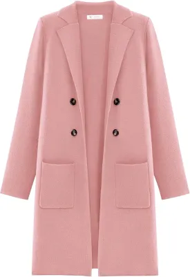 KIRUNDO Cardigan Sweaters for Women 2025 Fall Fashion Open Front Warm Thick Long Winter Coats Jackets Decorative Buttons